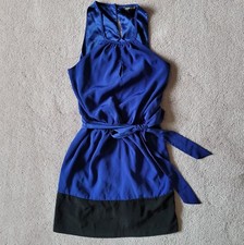Express Blue with Black Accent Dress Fully Lined Removable Belt Size S