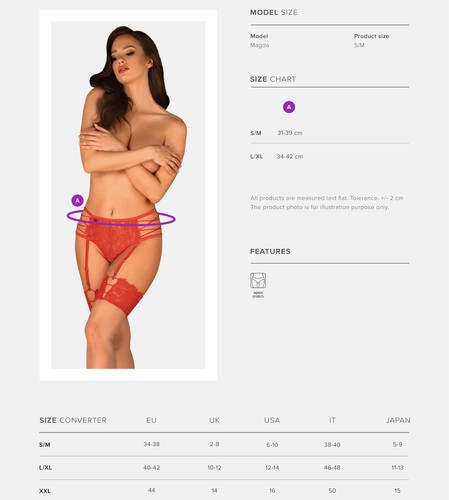 Ouvert-Panty Rediosa rot mit Strapshaltern transparent Blumenmuster S M L XL - Bild 5 von 10