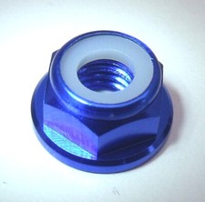 M6 nuts Aluminium ANODIZED  Alloy Flange Nylon Insert Lock BLUE 5 pieces