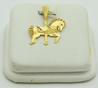 Hübsches Karussell Pferd 14K Gold Anhänger #GOLD-3110