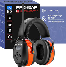 Upgraded Bluetooth Hearing Protection Headphones with AM/FM Radio - 50 Hrs Batte