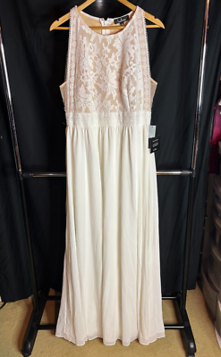 NWT Lulu's Forever and Always White Nude Lace Maxi Dress Bridal Gown  Wedding XL