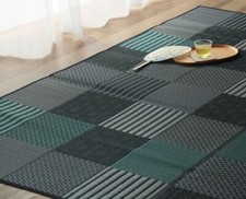 Tappeto estivo giapponese Igusa tappetino tatami Kyoto Sarashi blu geometrico made in Japan