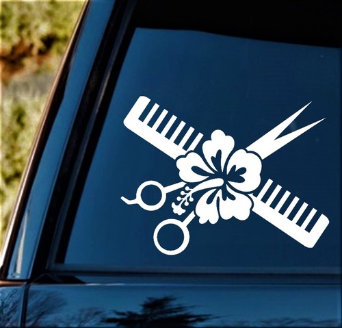 Friseur Schere Hibiskus Auto Fenster Aufkleber Sticker Geschenk A1001 - Bild 2 von 4