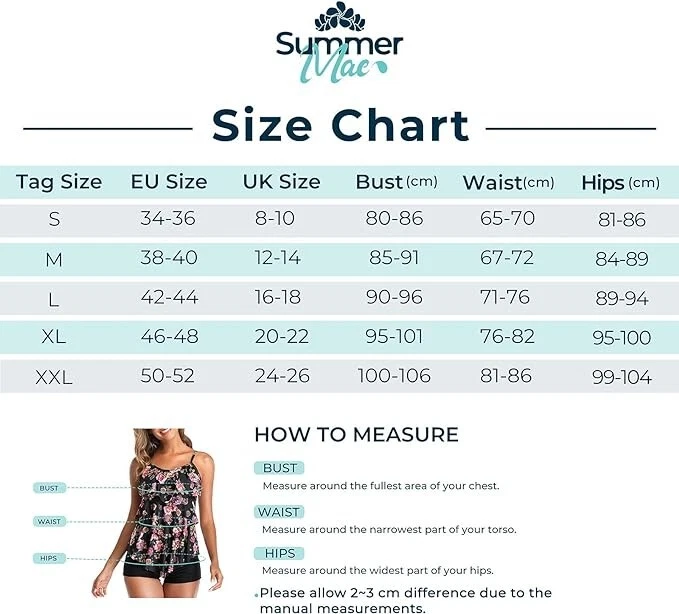 Damen Tankini Volants Badeanzug mit Badeshorts Zwei Teilig Bademode 1625KP - Bild 4 von 4