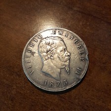 VITTORIO EMANUELE II - 5 Lire 1875 Milano Argento - C_154.