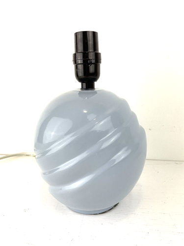 Vintage 1990s Table Lamp Light Blue Art Deco Revival Round Ceramic Bedroom - Picture 4 of 9