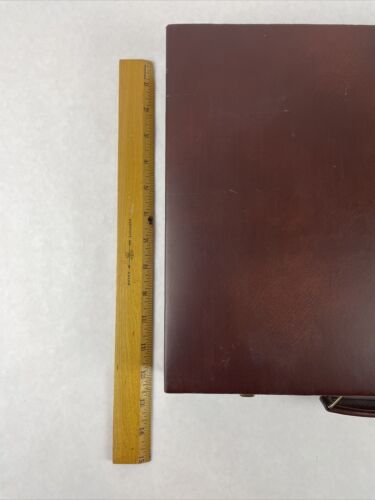 Backgammon Game Checkers Brown Cream Faux Leather Case 18 x 15 Vintage - Picture 12 of 22