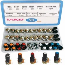RUNCCI-YUN 20pcs Potenziometro Rotativo, Potenziometri Lineari, B5k B10k B20k B5