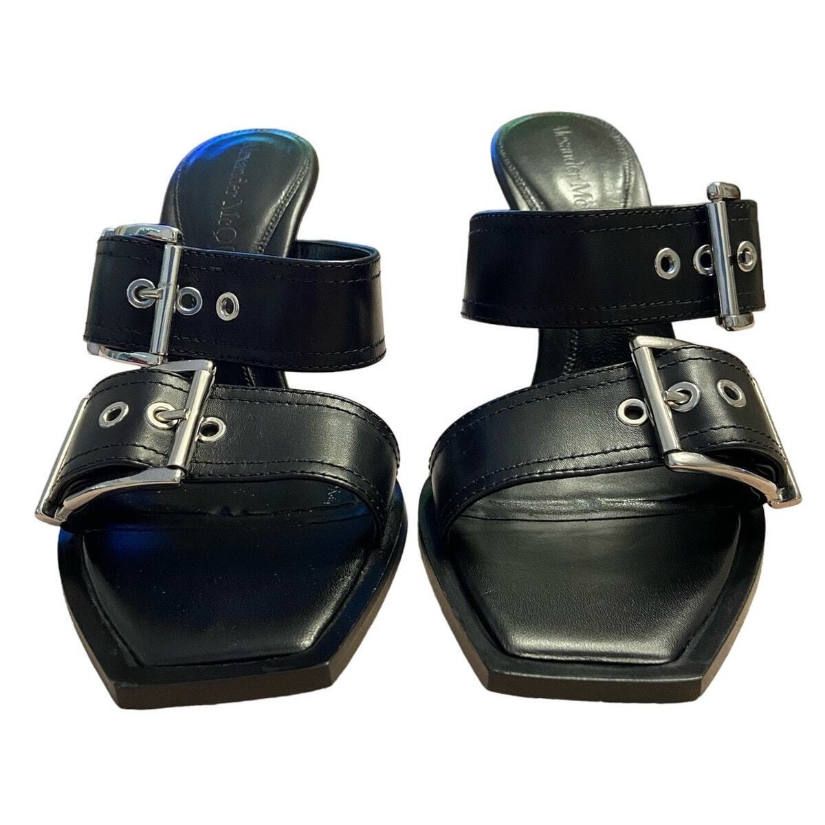 Alexander McQueen Leather Sandals Stiletto Heels Buckle