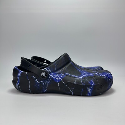 Crocs Black Bolts Blue Lightning Work Clog Slip Resistant Shoes