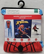Climateright By Cuddl Duds Spiderman Boys Thermal Set Large 10/12 K6