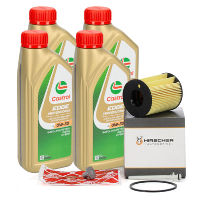 4L CASTROL EDGE A5 0W-30 + HIRSCHER Ölfilter für VOLVO S40 S60 S80 V40 V60 1.6 D