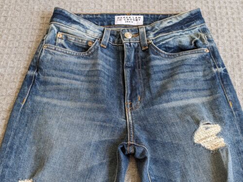 Jeans Derek Lam 10 Crosby donna 24 blu Tali vita alta skinny elasticizzato patchato - Foto 3 di 15