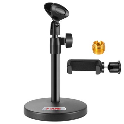 5 Core Mic Stand 3 in 1 Adjustable 13.5'' Desk Microphone Stands w Phone Clamp