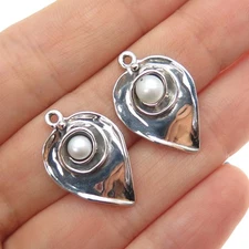 HAGIT GORALI Sterling Silver Vintage Israel Real Pearl Modernist Jacket Earrings