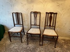 Antique inlaid mahogany 3 Wooden Chairs Collect WA15
