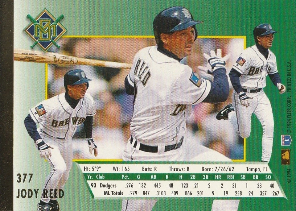 1994 Ultra #377 Jody Reed - Image 2 of 3