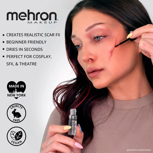 Mehron Makeup Rigid Collodion Scarring Liquid Special Effects Halloween 4ml - Picture 3 of 6