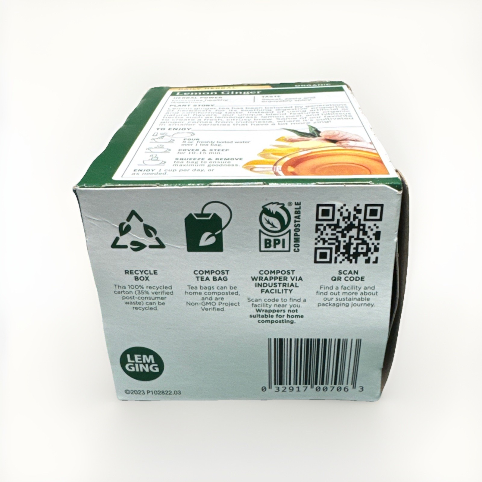 Traditional Medicinals Organic Lemon Ginger Tea 16 Bags Lot of 4 New