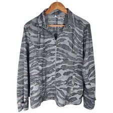 Zenergy by Chico's Size 1 M-8 Snakeskin Print Full Zip Active Jacket Lightweight