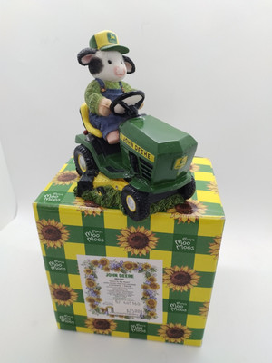 Enesco Mary's Moo Moos John DEERE TO MY HEART 4.5'' Figurine Tractor 485160 Rare