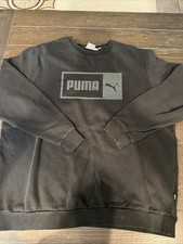 Puma Men's Split Graphic Logo Crew Pullover Fleece Sweatshirt Size XL Black