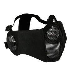 AOUTACC Airsoft Mesh Mask, Half Face Mesh Masks with Ear Protection for CS/Hu...
