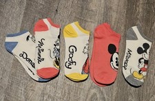 Disney Ankle Socks Lot of 5 Donald, Mickey 2 , Minnie, and Goofy Size 5-8 Kids