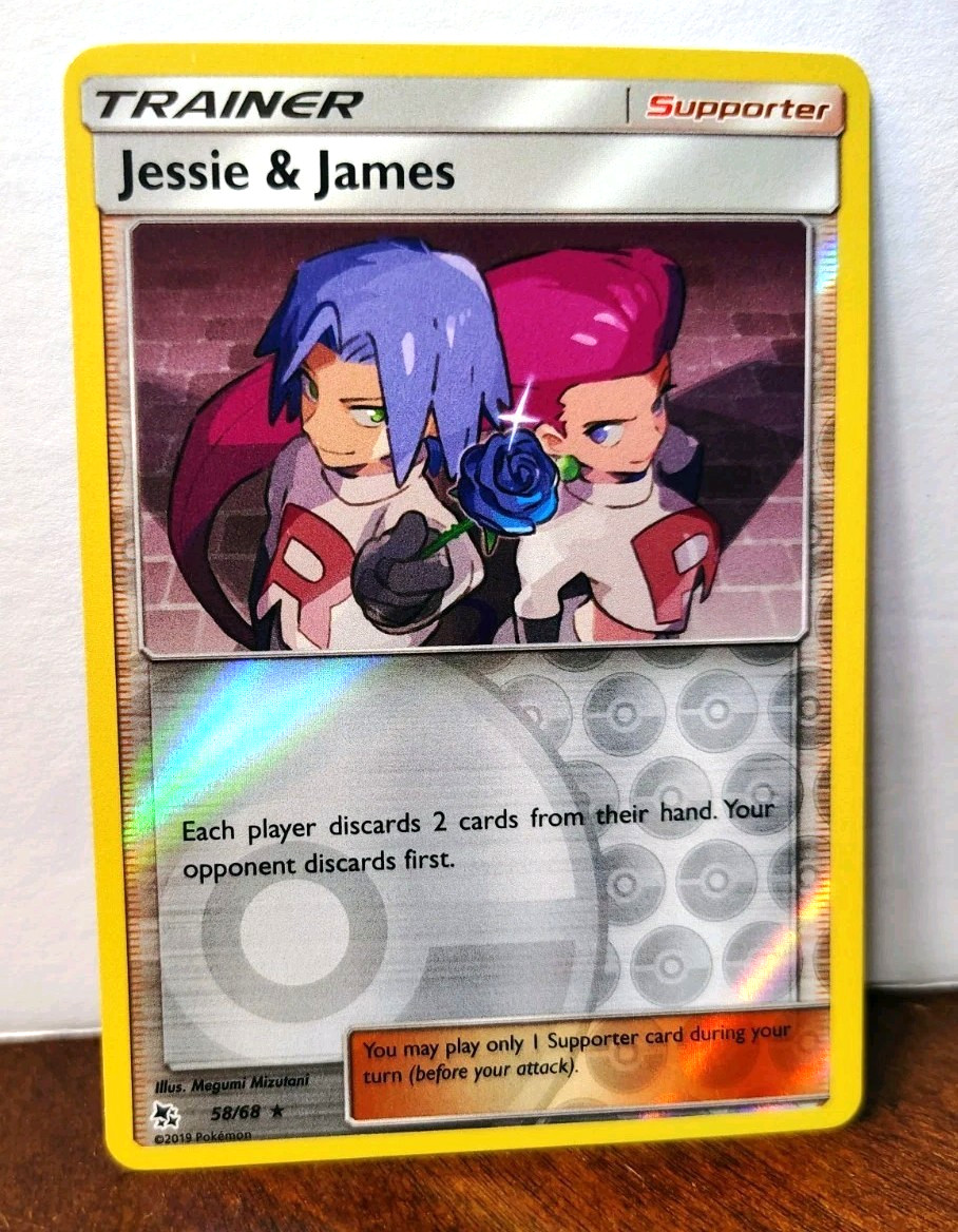 POKEMON JESSIE & JAMES 58/68 REVERSE HOLO RARE HIDDEN FATES TEAM ROCKET LP-NM