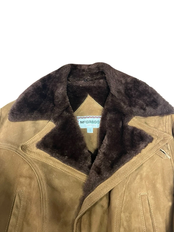 Mcgregor Mc Gregor Mens Jacket 44 Brown Corduroy Fur Lined 70s Button Vintage - Image 3 of 4