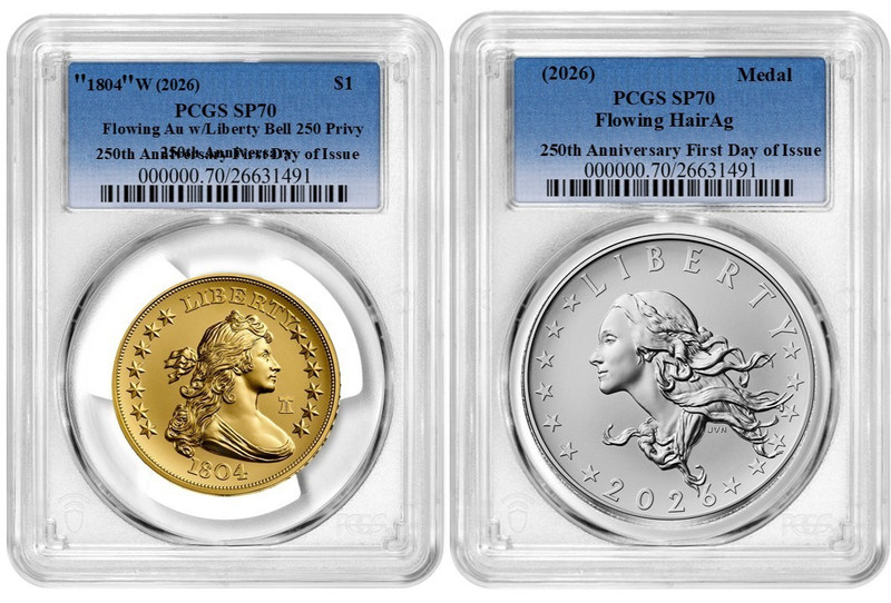 Presale 2026 W Flowing Hair Gold Coin & Silver Medal Set PCGS SP70 FDOI W/OGP #1