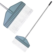 Thatch Rake & Leaves Rake 66-Inch Adjustable S/S Handle Heavy-Duty Design for...