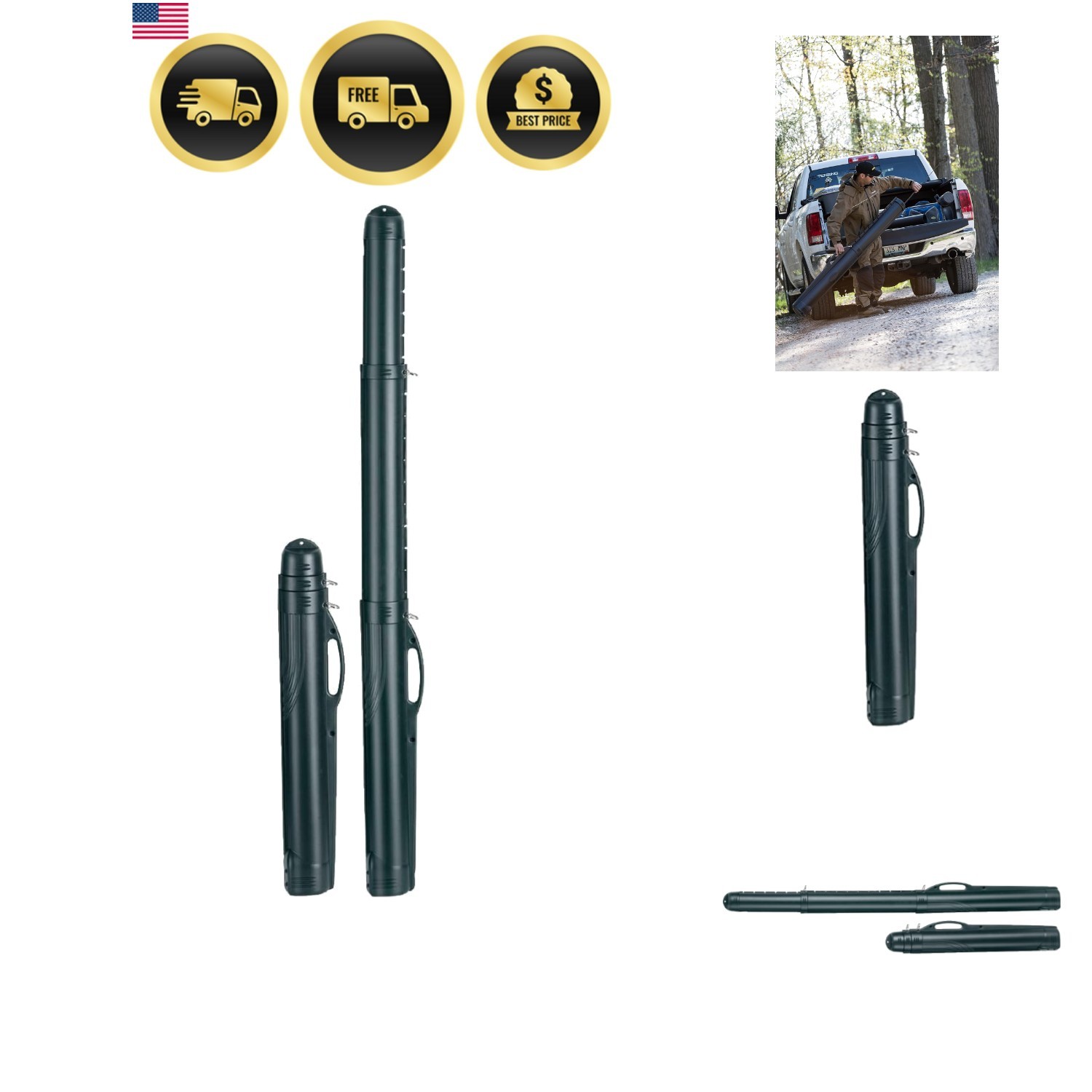 Fishing Rod Case Telescoping Storage Holder Travel Protects Rods