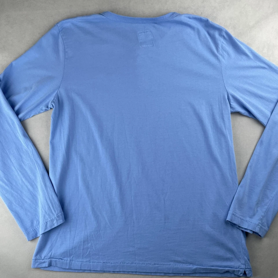 Camisa Marc Jacobs Para Hombres M Azul Manga Larga Henley Abotonada Algodón Suave Logo de Rata Foto 2 de 4