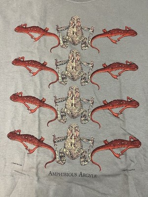 Vintage Amphibious Argyle T-shirt Size Large Amphibian Toad Salamander