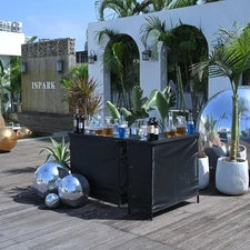 InstaHibit EZ GO Folded Portable Bar Table Aluminum with Balck Skirt Party Event