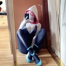 Spiderman Gwen Costume Women Girls Halloween Jumpsuit Cosplay Spandex Bodysuit