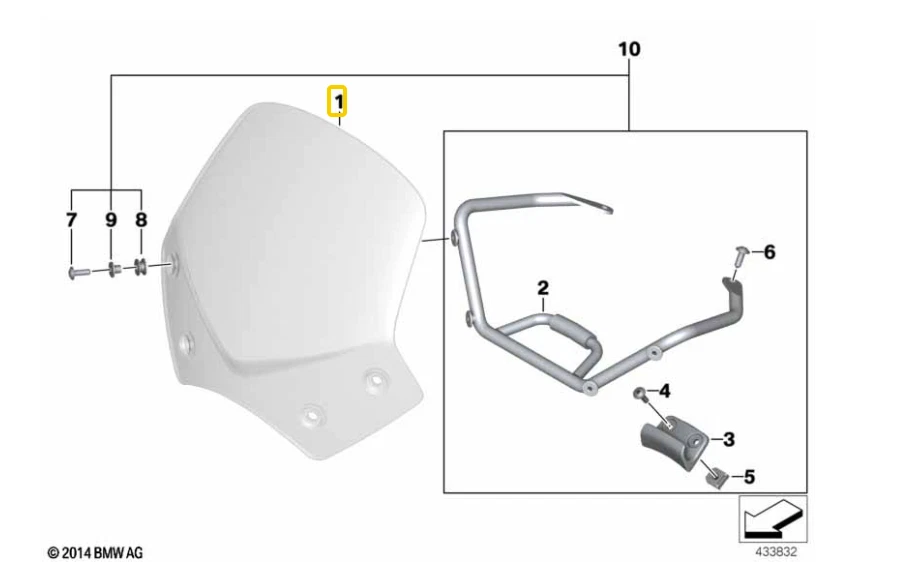 Bmw R1200R G650X Paravento Sport Parabrezza Cupolino Bolla 46637697209 2005 14 - Immagine 2 di 4