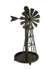 Rustic Distressed Metal Art Windmill Paper Towel Holder Kitchen Table Decor