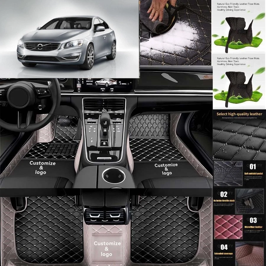 For Volvo S60 Car Floor Mats PU Leather Auto Pads Interior Accessories Foto 3 de 4