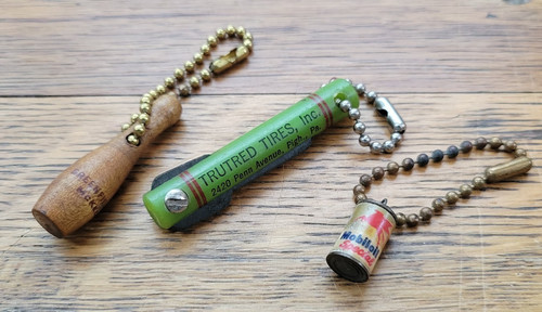 Lot of (3) vintage 1950's Gas Station / car related key fobs - PA. advertising