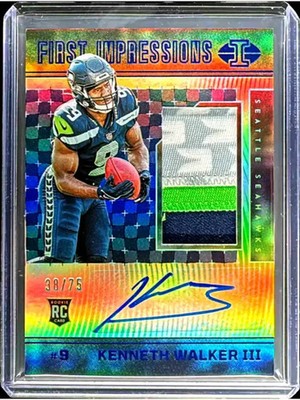 2022 Panini Illusions Kenneth Walker RPA First Impressions Auto Blue #118 RC /75