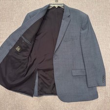 Jos A Bank Traveler Collection Blazer Mens 48R Blue Wool Micro Houndstooth Coat