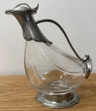 Vtg Pierre Deux Crystal & Pewter DUCK Wine Decanter, France