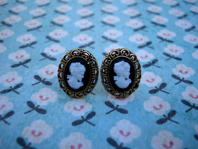 FUNKY CAMEO KOPF OHRRINGE VINTAGE VIKTORIANISCHE DAME NIEDLICH KITSCH RETRO BOHO CHIC UK