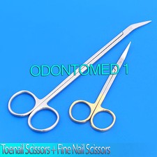 Long Handled Toenail Scissor Fine Nail Scissors 4.5"Gold Ring Pedicure Manicure