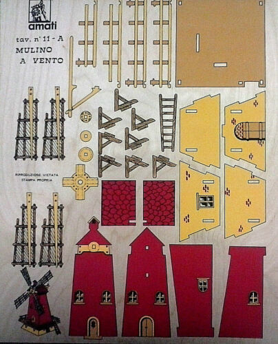 AMATI MODELLO TRAFORO SU LEGNO SPESSORE 3 mm MULINO A VENTO TAVOLA N 11-A - Foto 1 di 1