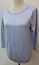 M Co Ladies Size 14 Cornflower Blue Fluted Neck Jumper Knit Casual Fashion Wear