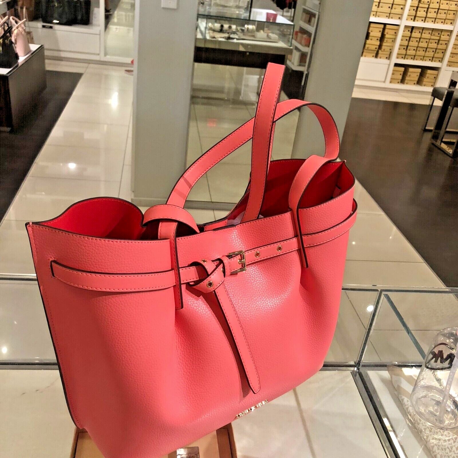 Michael Kors Coral Leather Small Emilia Tote Michael Kors